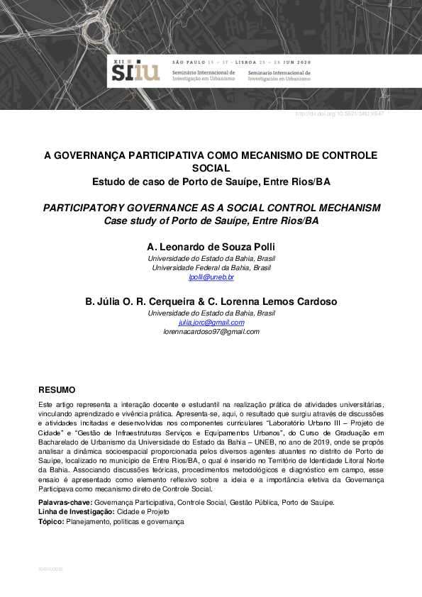(PDF) A governança participativa como mecanismo de controle social ...