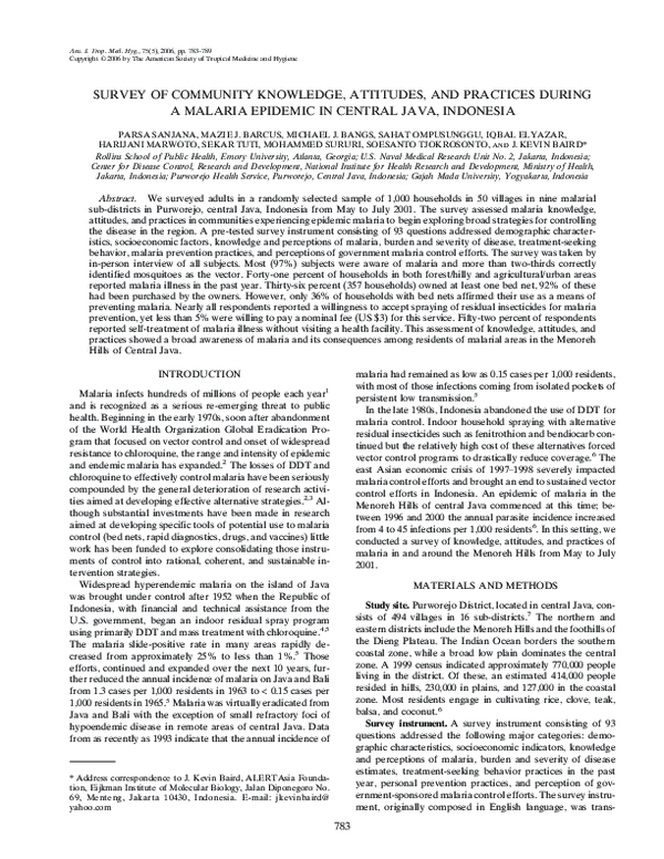 (PDF) Survey of Community Knowledge, Attitudes, and Practices During a ...