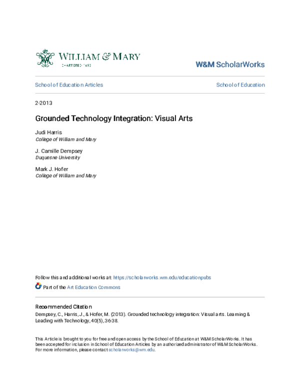(PDF) Grounded Technology Integration: Visual Arts