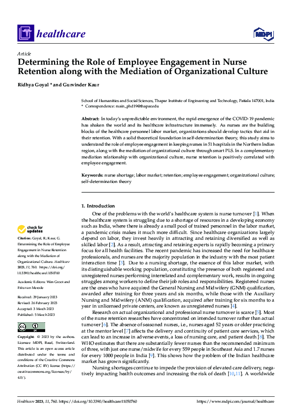 (PDF) Determining the Role of Employee Engagement in Nurse Retention ...