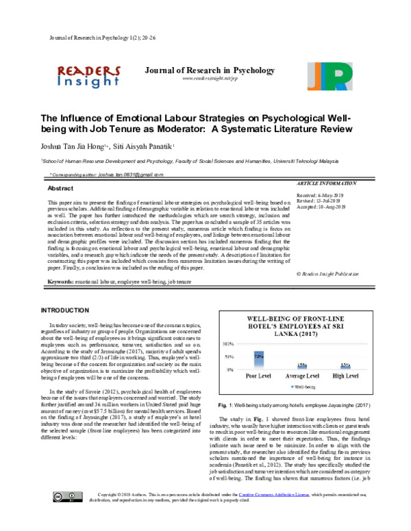 (PDF) The Influence of Emotional Labour Strategies on Psychological ...