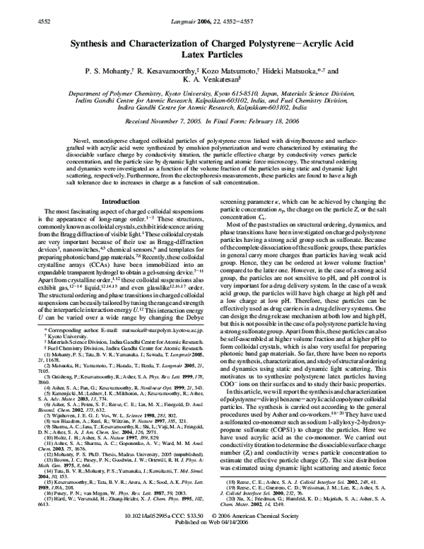 (PDF) Synthesis and Characterization of Charged Polystyrene−Acrylic ...