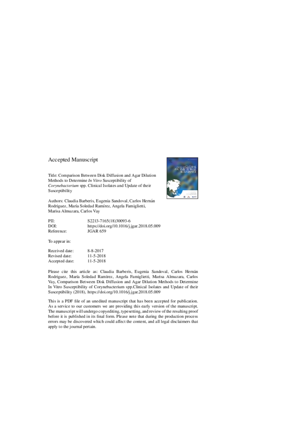 (PDF) Comparison Between Disk Diffusion and Agar Dilution Methods to ...