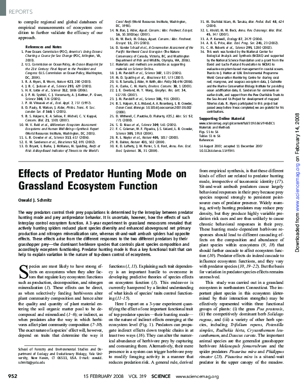 (PDF) Effects of Predator Hunting Mode on Grassland Ecosystem Function