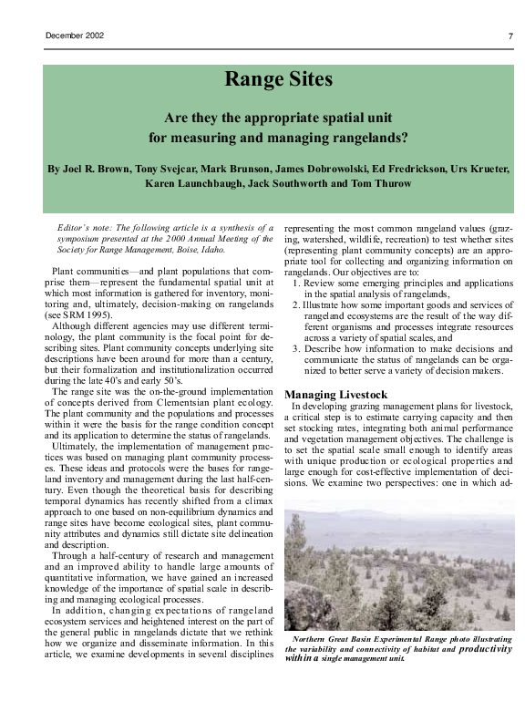 (PDF) Range Sites: Are They the Appropriate Spatial Unit for Measuring ...