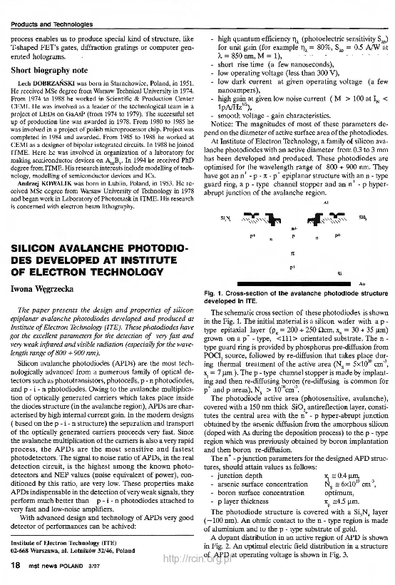 (PDF) Silicon avalanche photodiodes developed at the Institute of ...