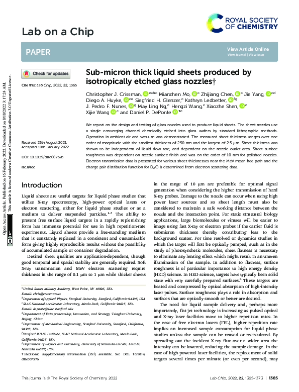 (PDF) Sub-micron thick liquid sheets produced by isotropically etched ...