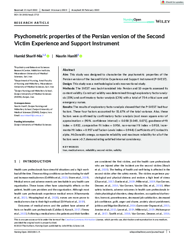 (PDF) Psychometric properties of the Persian version of the Second ...