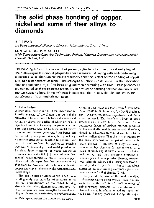 (PDF) The solid phase bonding of copper, nickel and some of their ...