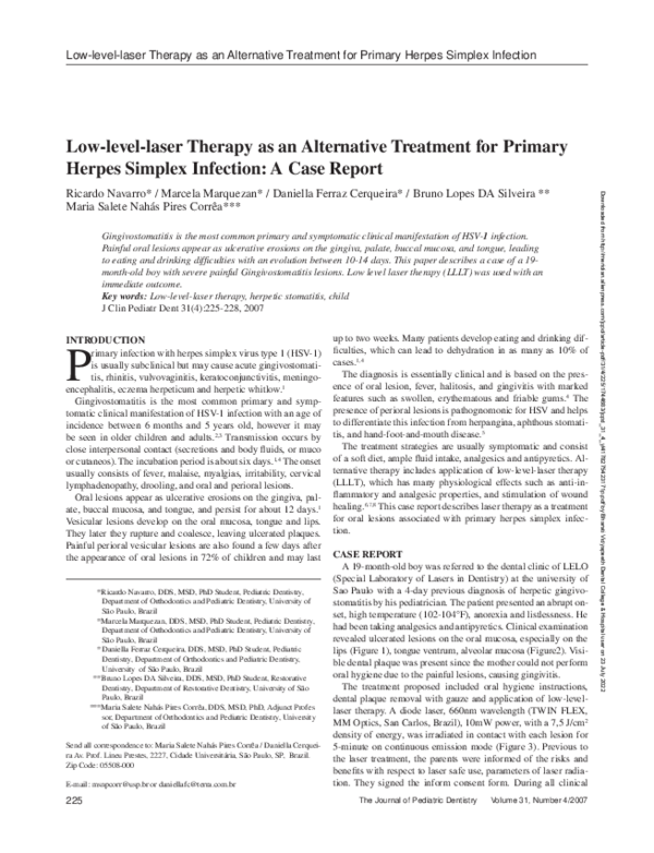 (PDF) Low-level-laser Therapy as an Alternative Treatment for Primary ...