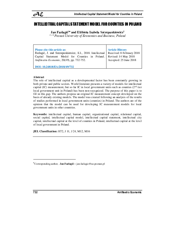 (PDF) Intellectual Capital Statement Model for Counties in Poland