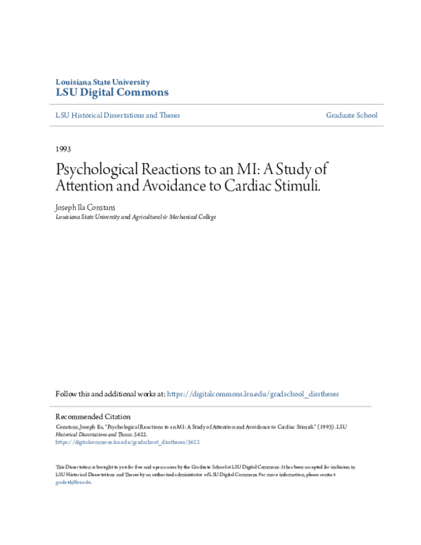 (PDF) Psychological Reactions to an MI: A Study of Attention and ...