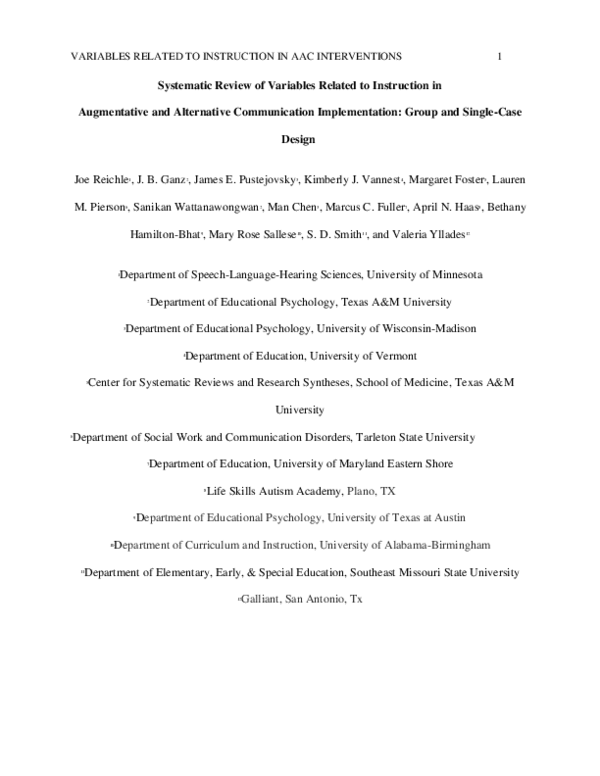 (PDF) Systematic Review of Variables Related to Instruction in ...