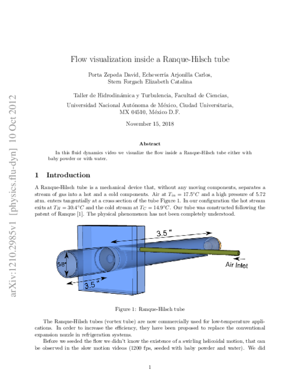 (PDF) Flow visualization inside a Ranque-Hilsch tube