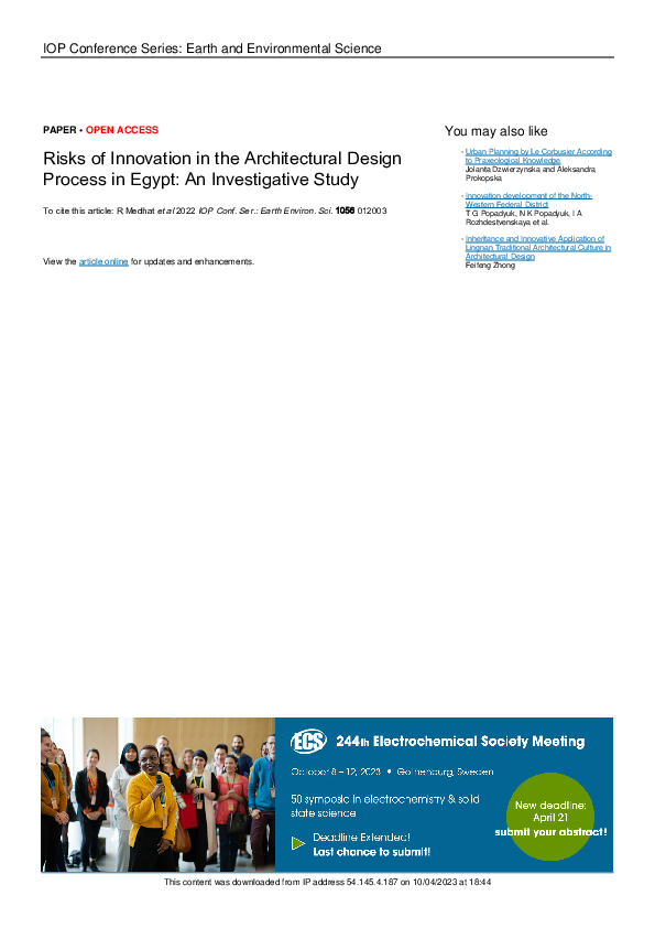 (PDF) Risks of Innovation in the Architectural Design Process in Egypt ...