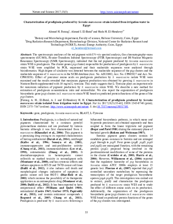 (PDF) Characterization of prodigiosin produced by Serratia marcescens ...