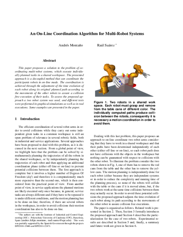 (PDF) An on-line coordination algorithm for multi-robot systems