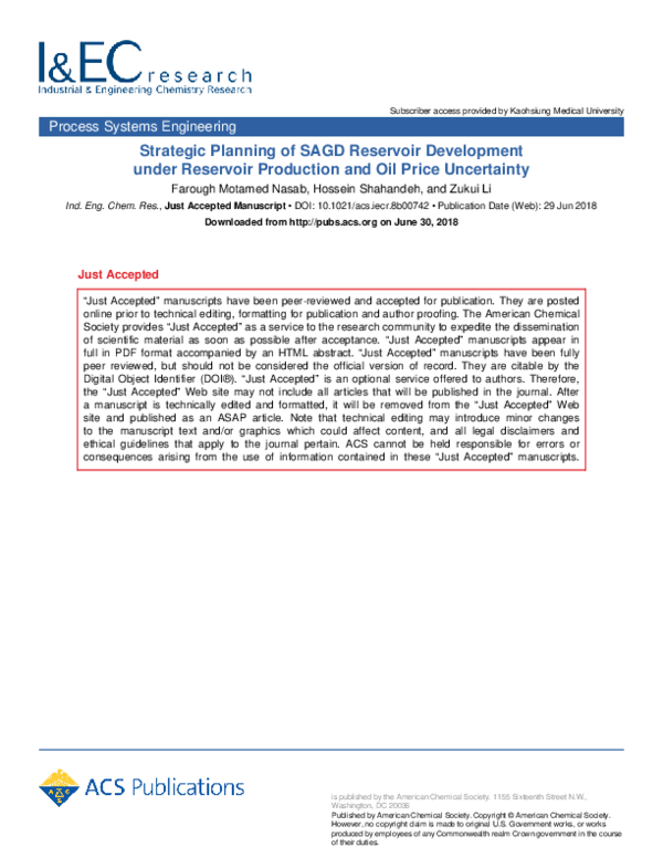 (PDF) Strategic Planning of SAGD Reservoir Development under Exogenous ...
