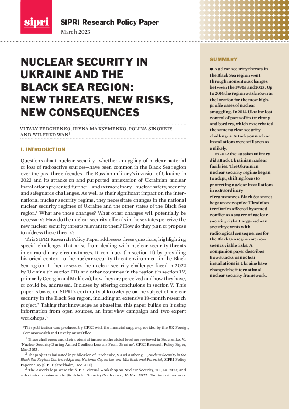 (PDF) Nuclear Security in Ukraine and the Black Sea Region: New Threats ...