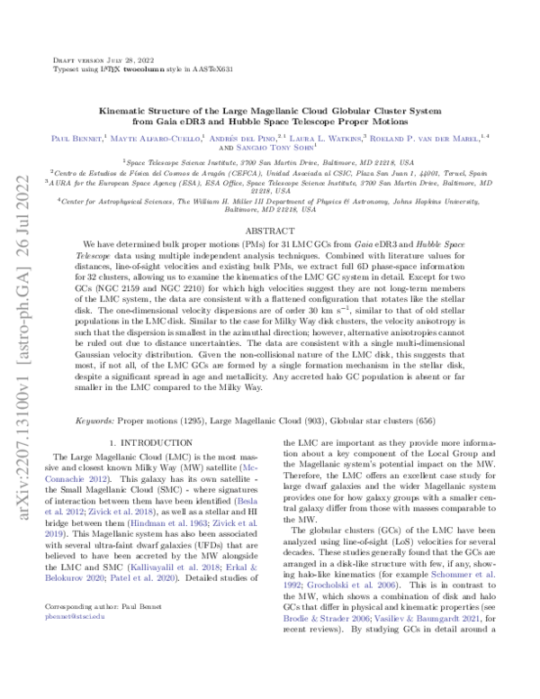 (PDF) Kinematic Structure of the Large Magellanic Cloud Globular ...
