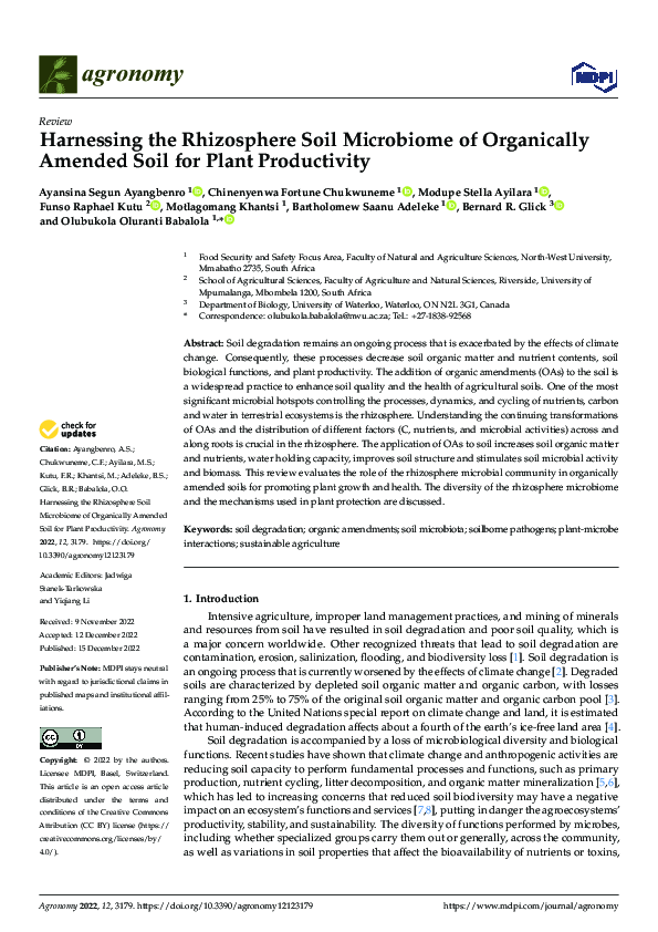 (PDF) Harnessing the Rhizosphere Soil Microbiome of Organically Amended ...