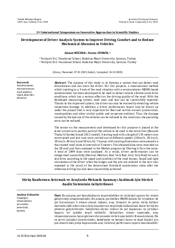 (PDF) Development of Driver Analysis System to Improve Driving Comfort ...