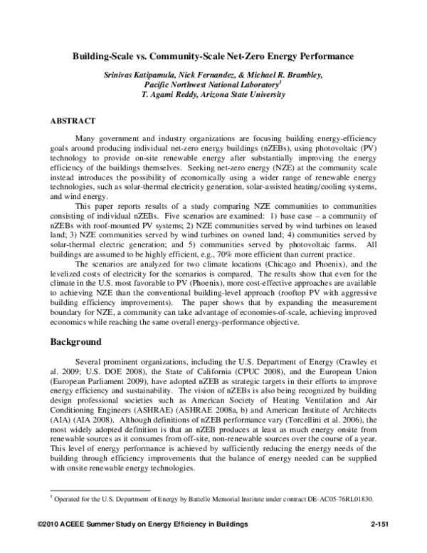 (PDF) Building Scale vs. Community Scale Net-Zero Energy Performance