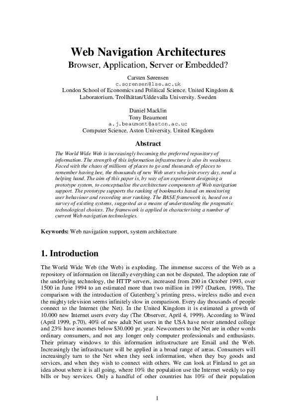 (PDF) Web Navigation Architectures