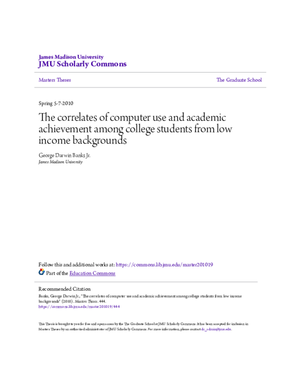 (PDF) The correlates of computer use and academic achievement among ...