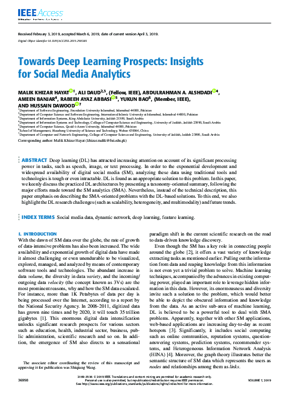 (PDF) Towards Deep Learning Prospects: Insights for Social Media Analytics