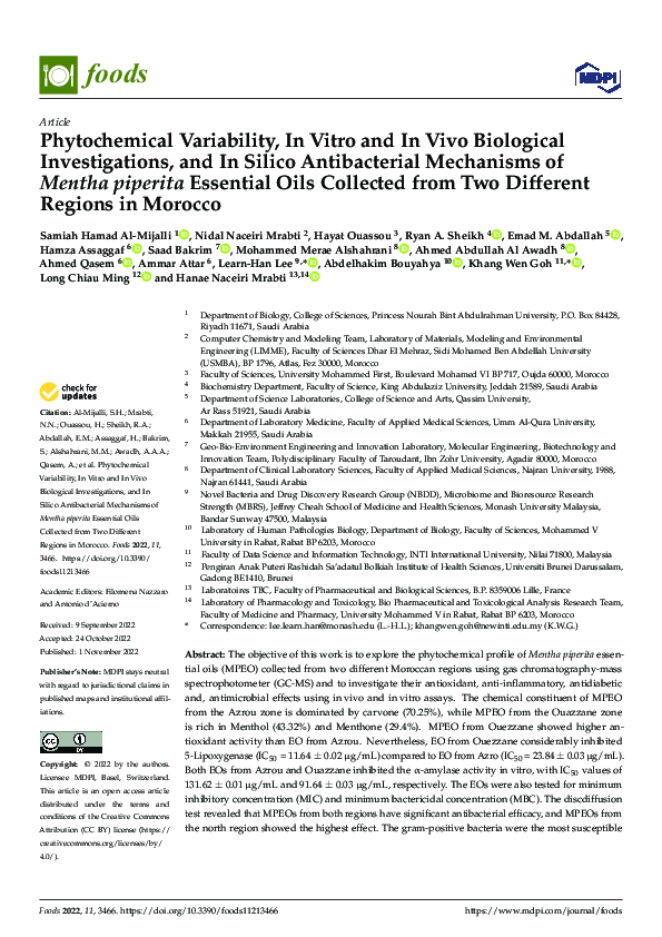 (PDF) Phytochemical Variability, In Vitro and In Vivo Biological ...