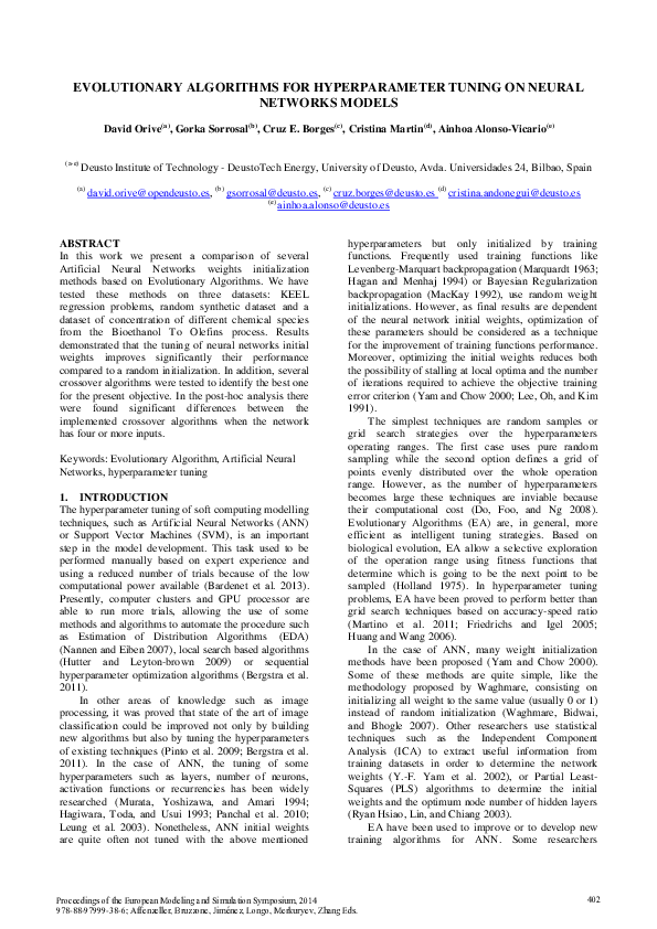 (PDF) Evolutionary Algorithms for Hyperparameter Tuning on Neural ...