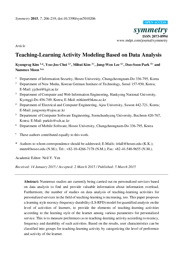 (PDF) Article Teaching-Learning Activity Modeling Based on Data Analysis