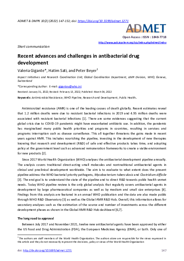 (PDF) Recent advances and challenges in antibacterial drug development