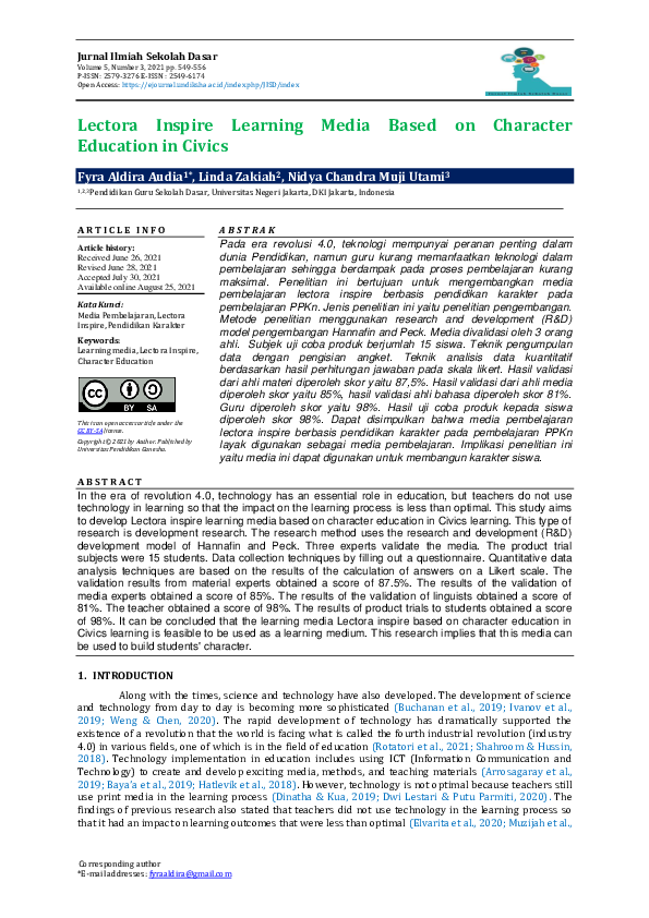 (PDF) Lectora Inspire Learning Media Based on Character Education in ...