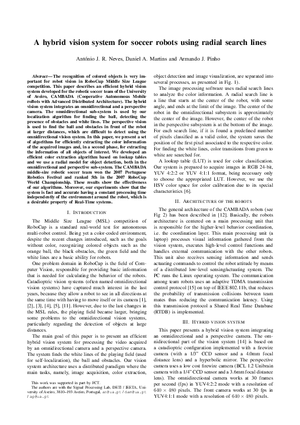 (PDF) A hybrid vision system for soccer robots using radial search lines