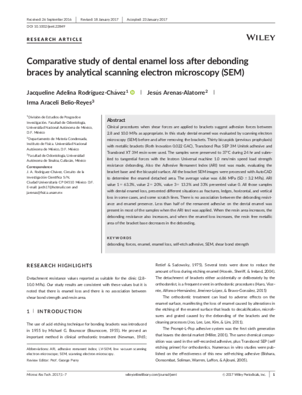 (PDF) Comparative study of dental enamel loss after debonding braces by ...