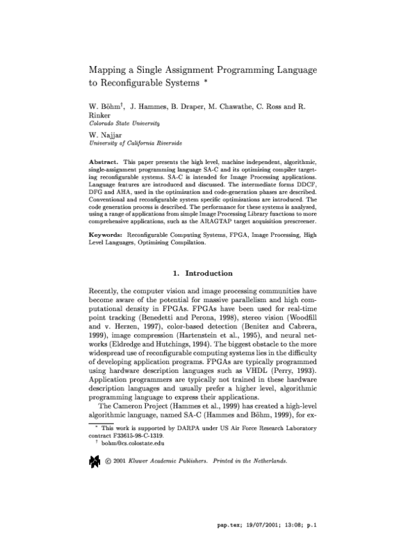 (PDF) Mapping a Single Assignment Programming Language to ...