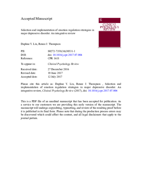 (PDF) Selection and implementation of emotion regulation strategies in ...