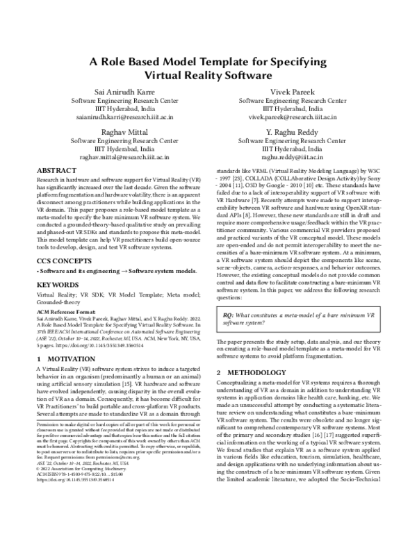 (PDF) A Role Based Model Template for Specifying Virtual Reality Software