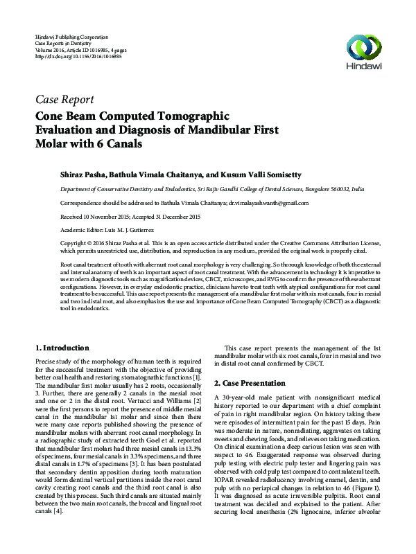 (PDF) Cone Beam Computed Tomographic Evaluation and Diagnosis of ...