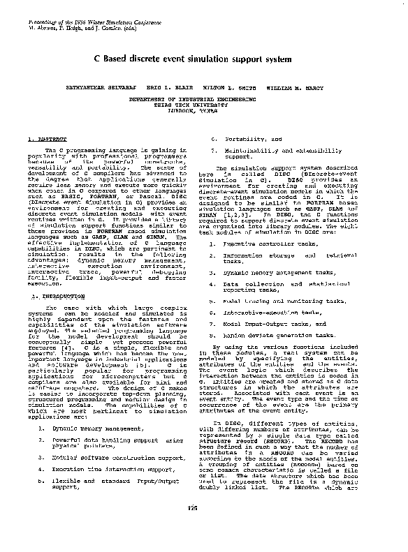 (PDF) C based discrete event simulation support system