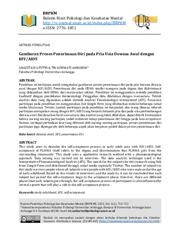 (PDF) Gambaran Proses Penerimaan Diri pada Pria Usia Dewasa Awal dengan ...