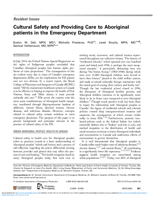 (PDF) Cultural Safety and Providing Care to Aboriginal patients in the ...