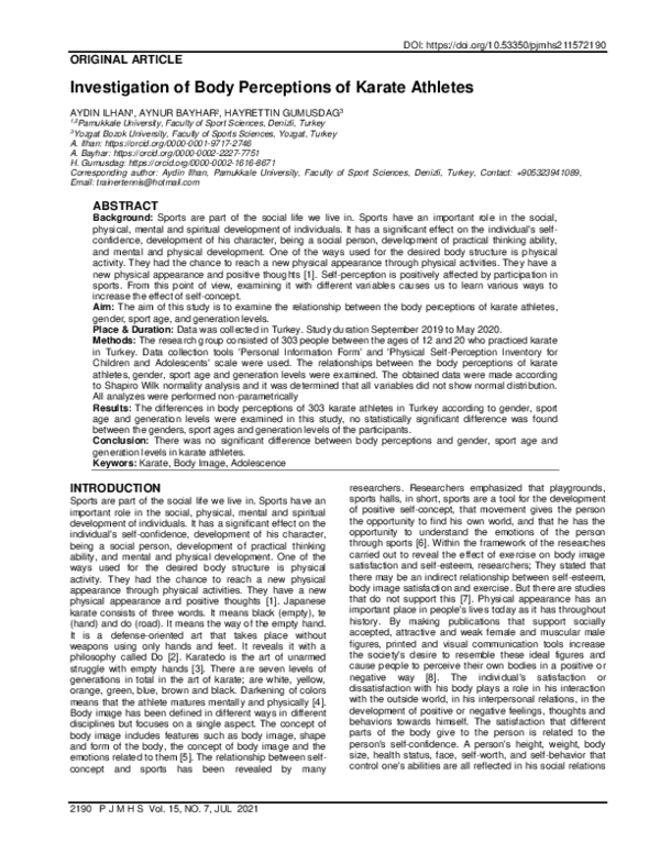 (PDF) Investigation of Body Perceptions of Karate Athletes