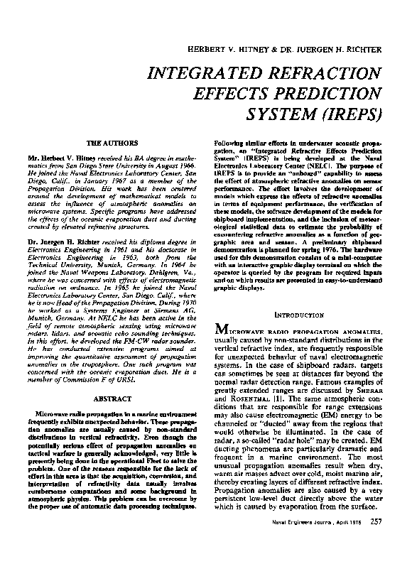 (PDF) Integrated Refraction Effects Prediction System (Ireps)