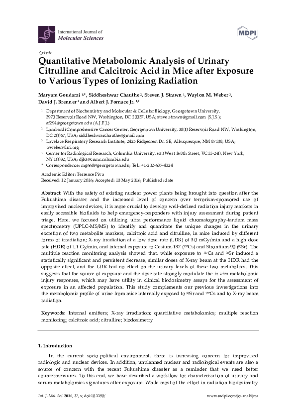 (PDF) Quantitative Metabolomic Analysis of Urinary Citrulline and ...