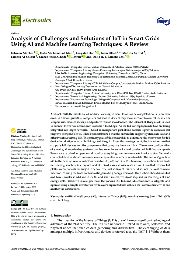 (PDF) Analysis of Challenges and Solutions of IoT in Smart Grids Using ...