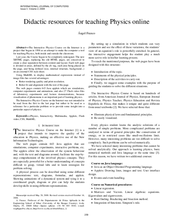 (PDF) Didactic resources for teaching Physics online