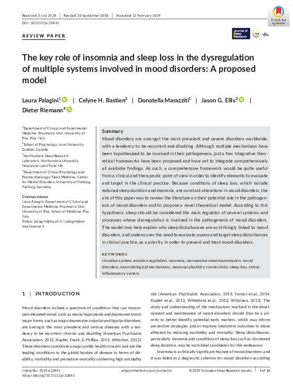 (PDF) The key role of insomnia and sleep loss in the dysregulation of ...